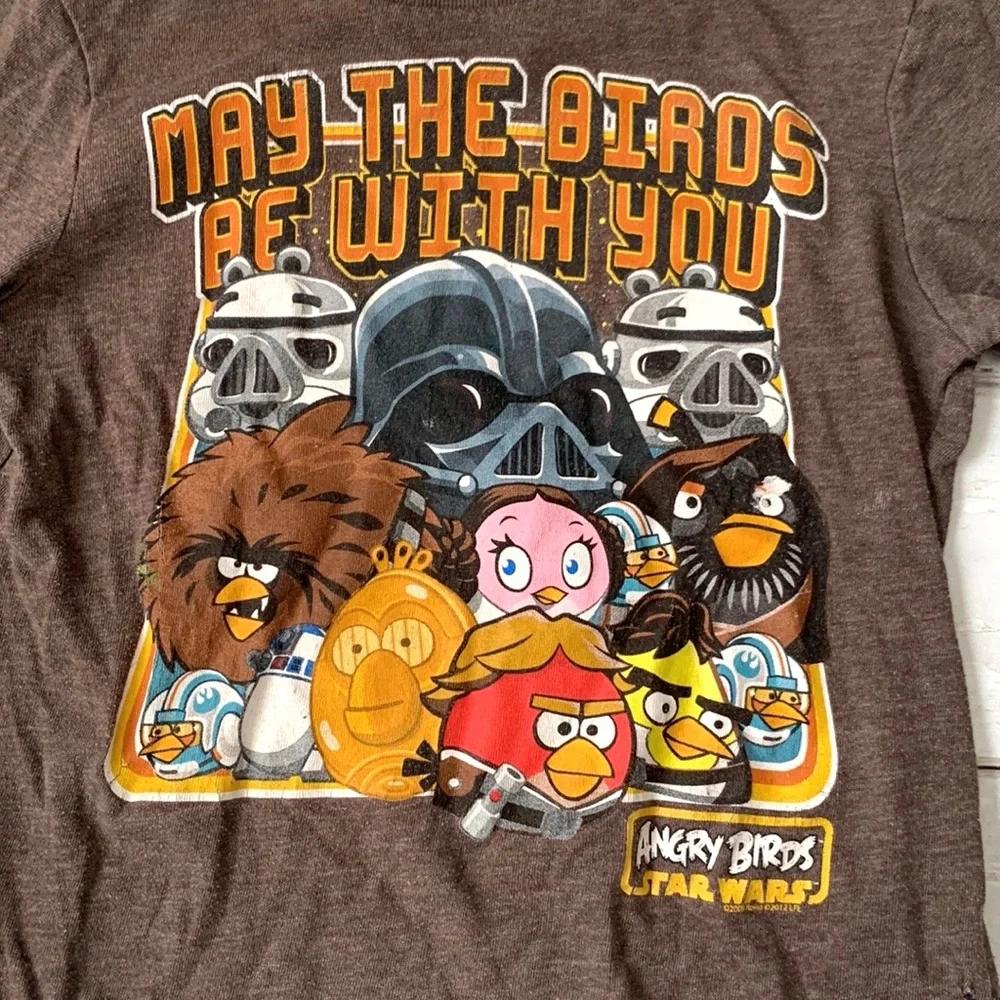 Old Navy 5T Boys Angry Birds Graphic Tee Kids Long Sleeve Brown Top Size 5